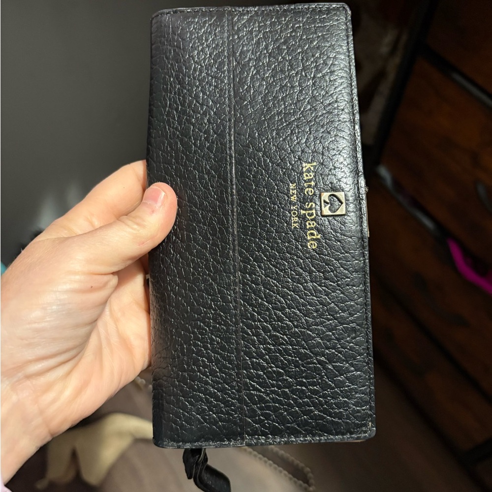 Kate Spade Black Textured Leather Clutch